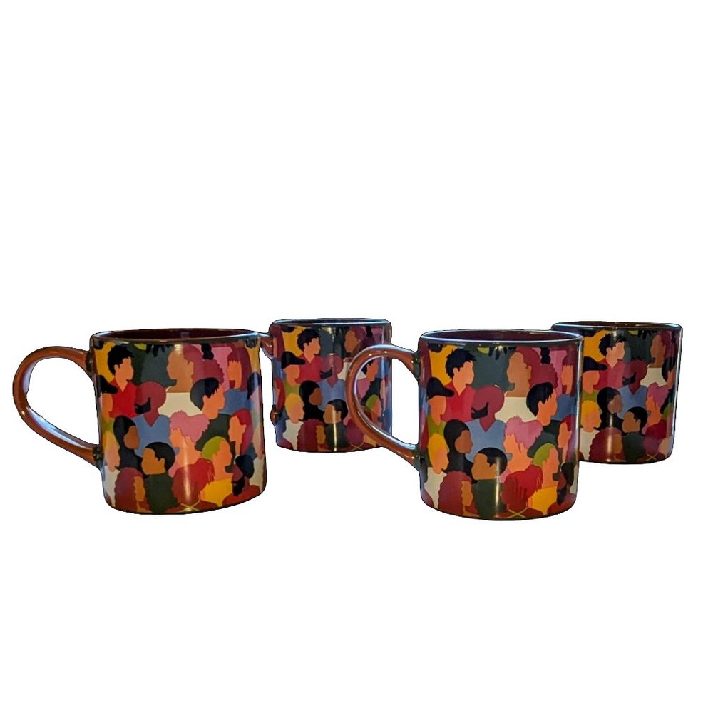 Room Essentials by Target People Motif Stoneware 4 x Mugs - New